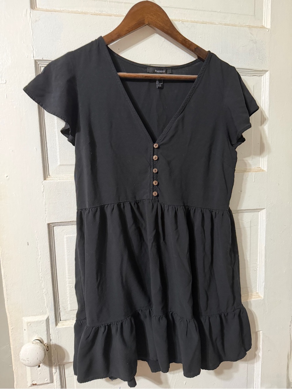 Forever 21 Mini Tiered Dress in Black Size Large